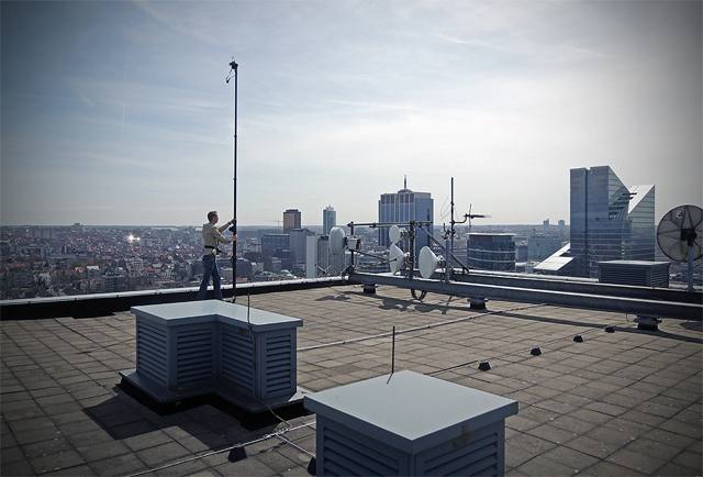 Herman at work at the roof of the Belgacom Twin Towers